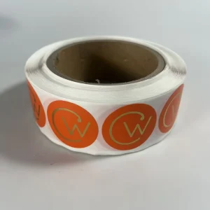 Custom Adhesive Label of Various Sizes Rose Gold Logo on Synthetic Paper Hot Color Printing for Packaging Labels