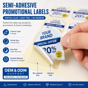 Custom Adhesive Labels Sticker Labels Waterproof Partial Glue Promo Decals for Bottles Packaging Daily Products