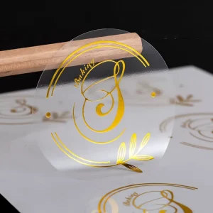 Custom Adhesive Private Cosmetic Clear Bottle Sticker Roll Transparent Hot Stamping Gold Foil Logo Sticker Printing Labels