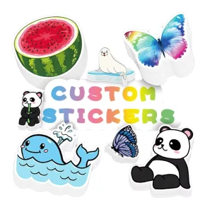 Custom Adhesive Stickers White Vinyl Waterproof Die Cut Logo Packaging Labels UV Printed Cartoon Photo Frame for Craft Candle
