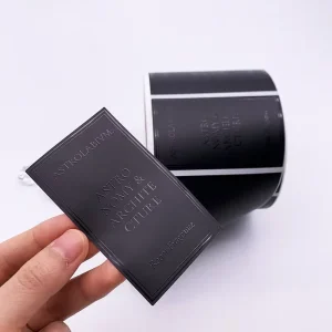 Custom Adhesive Vinyl Spot Glossy UV Logo Sticker Black Foil Perfume Bottle Label