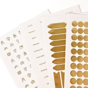 Custom Aesthetic Planner Stickers Printing Gold Foil Design Accessories for Journal and Calendar Kiss Cut Sheet Printing