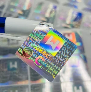 Custom Anti Counterfeit Gold Foil Hologram Adhesive Stickers UV Printed Permanent Vinyl Labels for Luxury Cosmetic Packaging Low