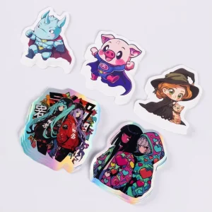 Custom Anti Uv Waterproof Embossed Holographic Broken Dots Vinyl Die Cut Sticker Logo for Promotional Gifts