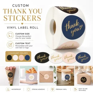 Custom Bakery Brand Logo Circle Packaging Sticker Printing Self Adhesive Vinyl Waterproof Food Round Sealing Label Sticker Roll