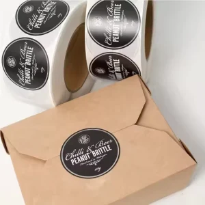 Custom Bakery Brand Logo Circle Packaging Sticker Printing Self Adhesive Vinyl Waterproof Food Round Sealing Label Sticker Roll