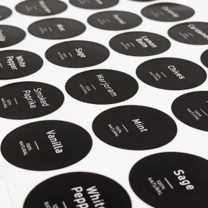 Custom Black UV Logo Stickers Decals Eco Friendly Reusable Waterproof Adhesive PET Personalized Business Branding Labeling