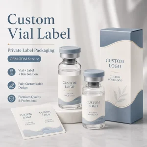 Custom Blue & Beige Wave Vial Labels Custom Logo Waterproof Stickers for Cosmetic Serum Bottles