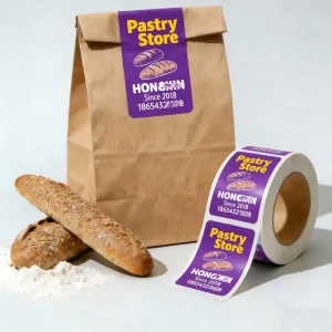 Custom Brand Logo Food Label Stickers Waterproof Vinyl Self Adhesive Sticker Printing Seal Label Packaging Labels for Paper Bag