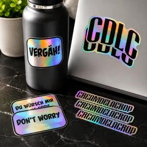 Custom Brand Logo Holographic Die Cut Stickers Iridescent Vinyl Stickers Waterproof Laser Stickers OEM Printing