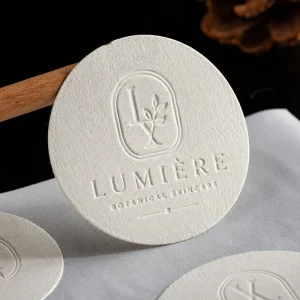 Custom Brand Logo Self Adhesive 3D Emboss Matte Texture Paper Stickers Logo Packaging Labels Box Seal Stickers