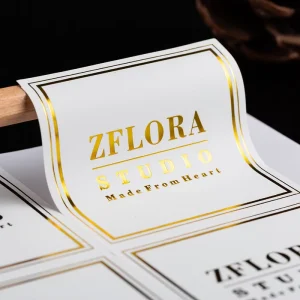 Custom Brand logo Low MOQ Waterproof Gold Foil Stamping Stickers Luxury Labels