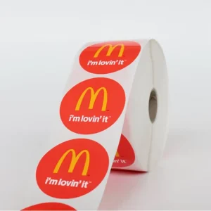 Custom Business Brand Logo Adhesive Food Label Waterproof Vinyl Sealed Circular Paper Packaging Label Roll Sticker Roll