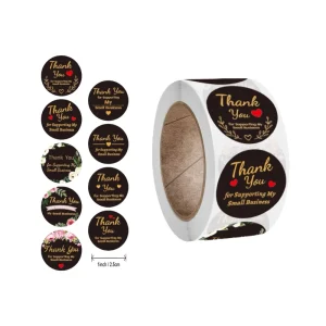 Custom Business Logo Label Sticker Print 2.5cm 1inch Adhesive Round Thank You Stickers Roll DIY Crafts Packaging Labels
