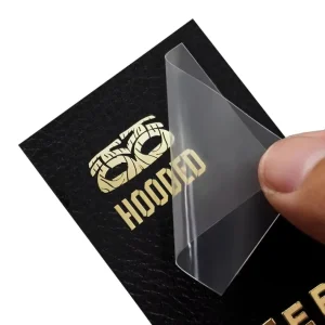 Custom Business Logo Selfie Adhesive Waterproof UV Gel Branding Sticker 3D PET Transfer Sticker for Own Brand Package Label