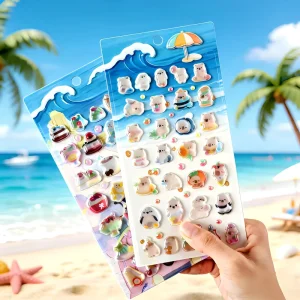 Custom Cartoon 3D Embossed Crystal Dome Sticker Adhesive Waterproof 3D Relief Stickers Cue Fun 3D Puffy Stickers Plump For Kids