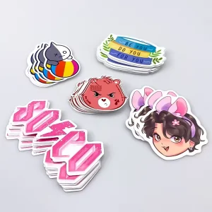 Custom Cartoon Laptop Decoration Waterproof Stickers Adhesive Logo Printed Die Cut on PVC PET Paper Cute Style