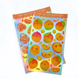 Custom Cartoon Stickers Custom Printed Kiss Cut Transparent Vinyl Stickers Self Adhesive Waterproof Holographic Effect