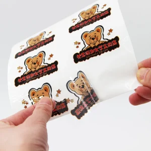 Custom Cartoon Stickers Transparent Bopp Clear PET Waterproof Sticker Adhesive Label Factory Price for Food Cake Packaging