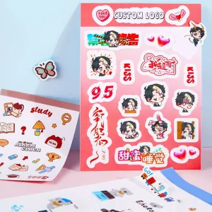 Custom Cartoon Stickers Waterproof Sticker Sheet Cute Anime Laptop Stationary Stickers With Logo
