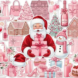 Custom Christmas Craft Stickers Die Cut Vinyl Waterproof Cute Cartoon Santa Design for Kids Decor