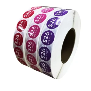 Custom Circle Price Label Adhesive Sticker Grocery Promotional Vinyl Glossy Surface Waterproof Labels