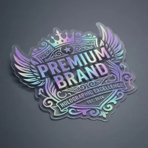 Custom Clear Holographic Stamping Foil Vinyl Stickers Die Cut Transparent Logo Sticker Label for Premium Brand Promotion