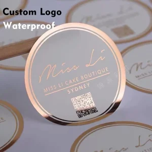 Custom Clear Round Self-Adhesive Paper Stickers Transparent Gold Foil ‘Thank You’ Logo for Promotion Grocery Exhibitions