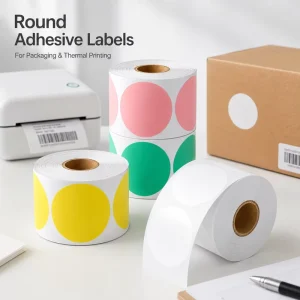 Custom Color Thermal Label Rolls Round Adhesive Stickers for Retail Warehouse and Packaging Use