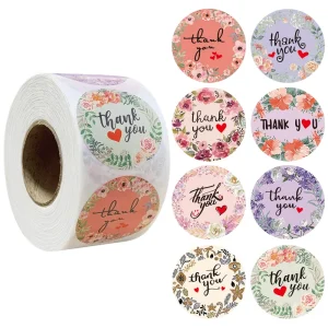 Custom Colored Vinyl Adhesive round Sticker Roll Labels Thank You and Happy Mothers Day Promotional Stickers