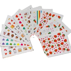 Custom Colourful Transparent Film Waterproof Cartoon Nail Art Stickers