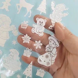 Custom Cute PVC Glitter Transparent Cartoon Sticker for Gift