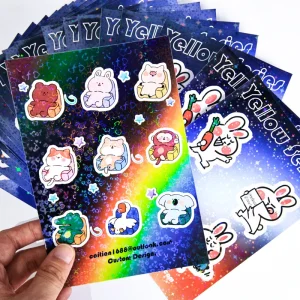 Custom Design Label Cartoon Waterproof Sticker Logo Sticker Label Printed Holographic Vinyl Custom Die-Cut Sticker