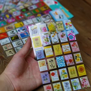 Custom Design Postage Stamp Paper Stickers for Kids Kiss Cut Art Paper Decorative Sticker Sheet