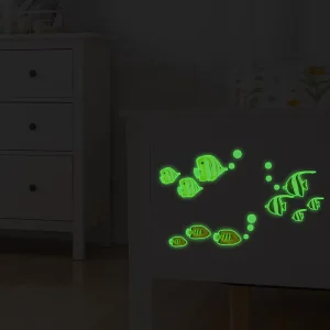Custom Design Printed Glow In the Night Sticker Fish Home Decoration Waterproof Viny Luminous Wall Sticker