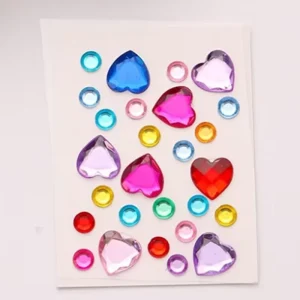 Custom Design Square Heart Flower Raindrop Star Self-Adhesive Acrylic Glitter Sticker Gems for Kids DIY Face Craft
