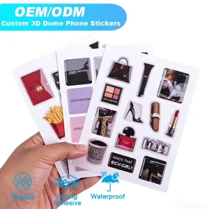 Custom Designed Raised Epoxy Resin Phone Case Stickers Crystal Clear Non-yellowing 3D Dome Phone Sticker