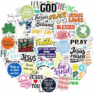 Custom Die Cut Adhesive Vinyl Waterproof Inspirational Christian Slogan Stickers with Foil Stamping and Animal Print Design