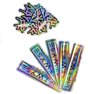 Custom Die Cut Glitter Holographic Logo Sticker Printing Label Waterproof 3D Shiny Silver Laser Holographic Sticker