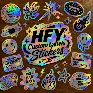 Custom Die Cut Holographic Stickers Rainbow Vinyl Label Personalized Waterproof Custom Pattern Printed Decor Packaging Stickers