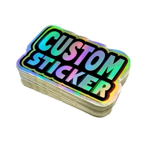 Custom Die Cut Holographic Vinyl Stickers Waterproof Iridescent Laser Decals Brand Logo Customized Adhesive Labels