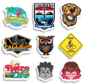 Custom Die Cut Logo Label Printing Durable White Vinyl Transparent Adhesive Waterproof Die Cut Stickers Sheet