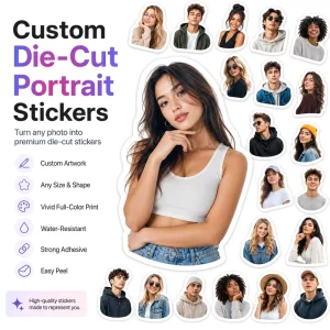 Custom Die Cut Portrait Stickers Waterproof Vinyl Photo Decals Personalized Face Sticker Custom Photo Stickers for Gift Branding