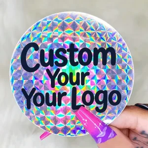 Custom Die Cut Prismatic Sticker Waterproof Oil Proof Adhesive Vinyl Logo Label Business Packaging Branding Bulk Order