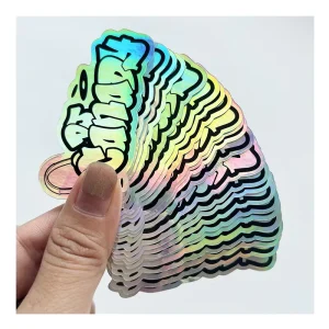 Custom Die Cut Promotional Waterproof Sticker Label Reflective Sticker Printing Logo PVC Self Adhesive Holographic Sticker