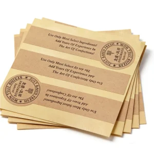 Custom Die Cut Waterproof Kraft Paper Adhesive Stickers Premium Tea Coffee Gift Labels for Glass Bottles Kraft Boxes Packaging