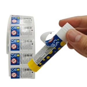 Custom Double Layer PE Labels for Glue Packaging Primary Brand Layer with Peel Reveal Safety Warning & Barcode