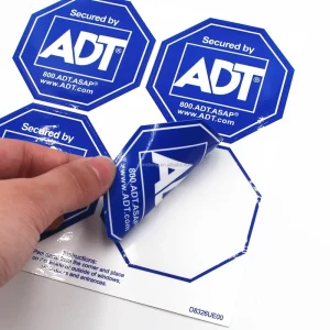 Custom Double Side Print Label Stickers ADT Security Sign Sticker Octagon Shaped Weather UV Proof Label Stickers Outdoor Use