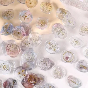 Custom Dried Flowers Plant 3D Embossed Stickers Stamping Gold Drip Stickers Simple Envelope Handbook Decorative Stickers