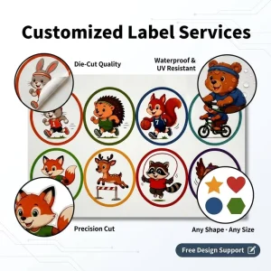 Custom Durable Adhesive Die Cut Stickers Waterproof Vinyl Personalized Logo Label Printing Business Packaging Laptop Bottle Any
